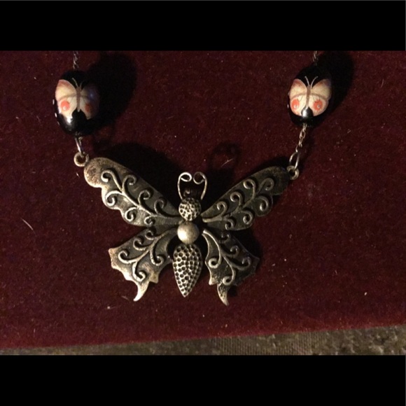 Pewter Butterfly Pendant Necklace - Picture 1 of 3